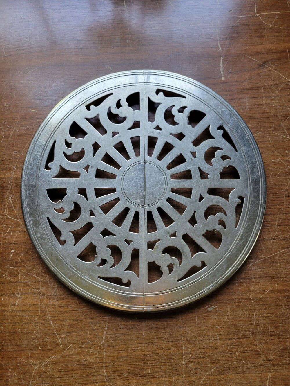 Vintage Manning Quality Bowman Co. Expandable 10" Silverplate Trivet, Pre 1945